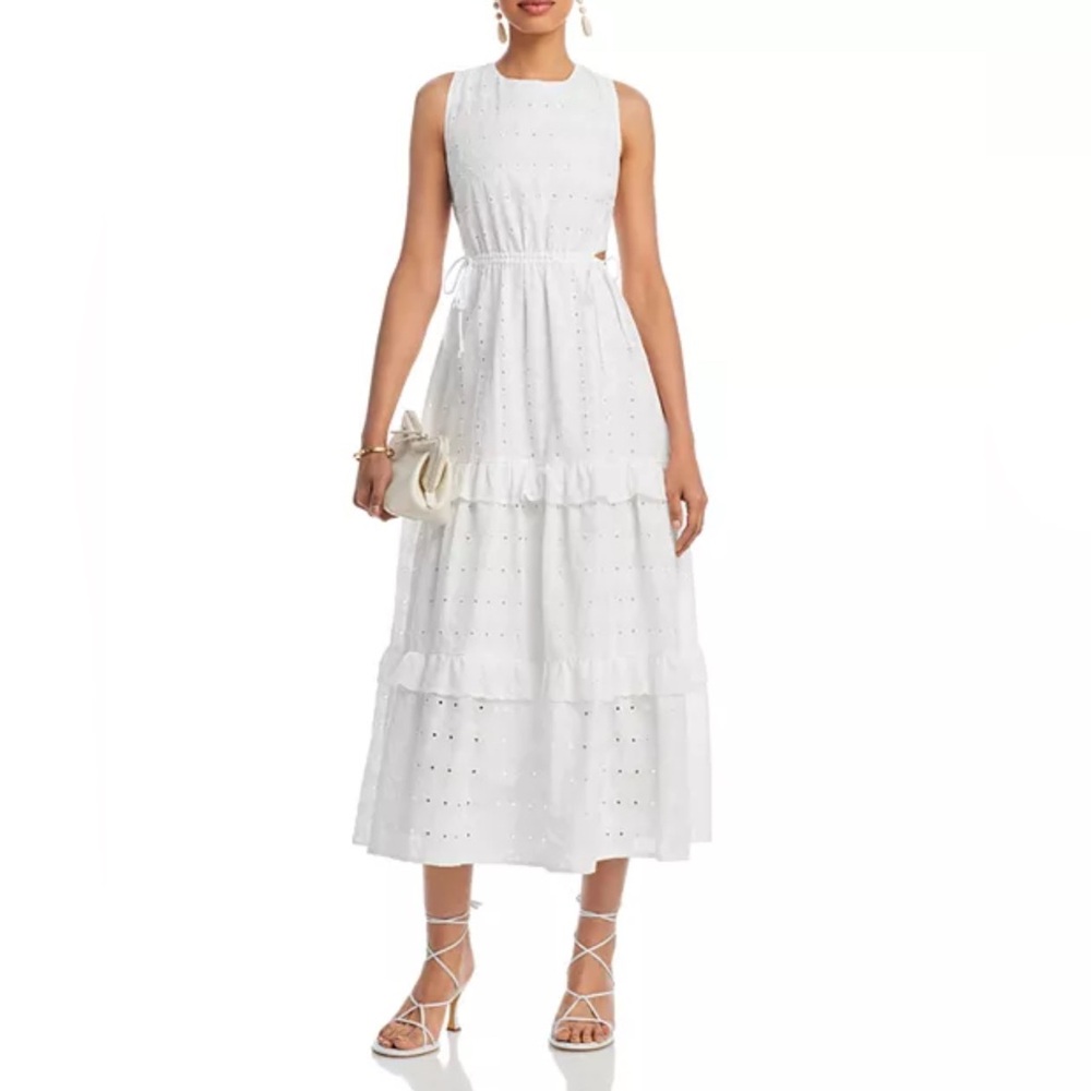 AQUA Cutout Eyelet Midi Dress 100% Cotton XL